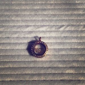 Small rose gold locket w/ heart charm w/ crystals
